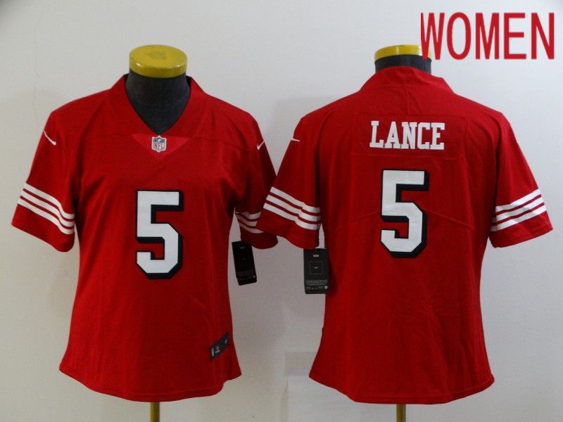 Women San Francisco 49ers 5 Lance Red New Nike Vapor Untouchable Limited 2021 NFL Jersey